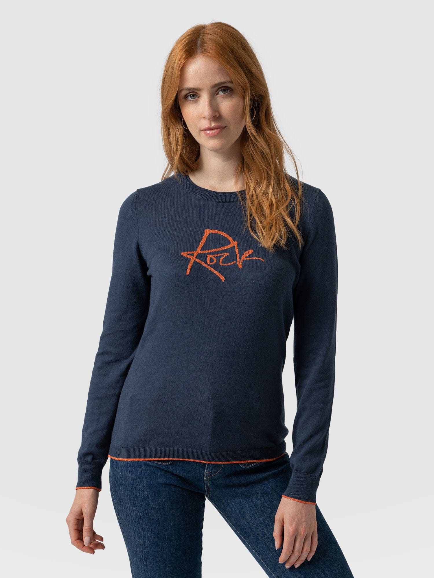 Rock Intarsia Jumper Navy - Women's Jumper | Saint + Sofia® EU